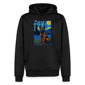 German Shepherd Dog Animal Starry Night Painting - Men’s Premium Organic Hoodie - black - Front - Nico (187cm)