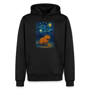 Capybara Starry Night Van Gogh Style Painting - Men’s Premium Organic Hoodie - black - Front - Nico (187cm)