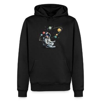 Astronaut Meditation Space Planets Orbit - Men’s Premium Organic Hoodie - black - Front - Nico (187cm)