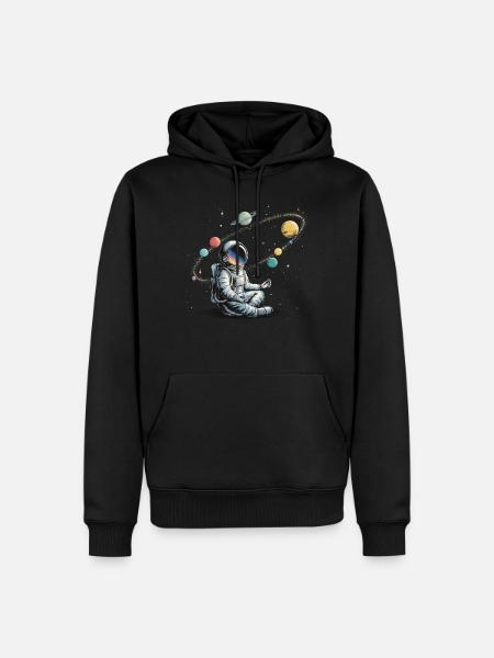 Astronaut Meditation Weltraum Planeten Umlaufbahn - Männer Premium Bio Hoodie - Schwarz