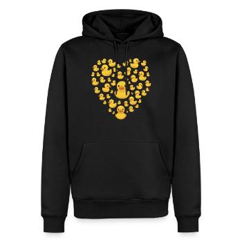 Gelbe Gummienten Herzform Niedlicher Entenliebhaber - Männer Premium Bio Hoodie - Schwarz - Vorne - Nico (187cm)