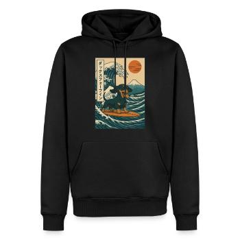 Teckel Chien Amoureux Surf Japonais Wave Art - Sweat à capuche Premium bio Homme - noir - Devant - Nico (187cm)