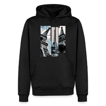 Paris Tour Eiffel Horizon France Ville Collage - Sweat à capuche Premium bio Homme - noir - Devant - Nico (187cm)