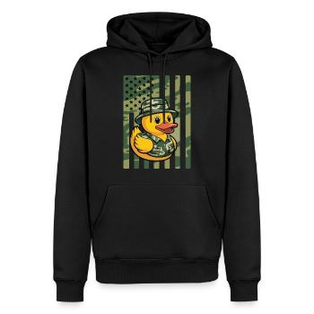 Canard en caoutchouc mignon Militaire vétéran de l’armée Camouflage militaire - Sweat à capuche Premium bio Homme - noir - Devant - Nico (187cm)