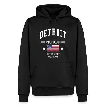 Detroit - Sweat à capuche Premium bio Homme - noir - Devant - Nico (187cm)