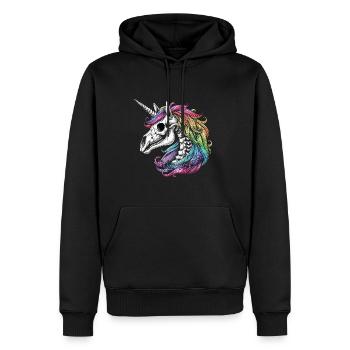 Unicorn Skeleton Skull with Rainbow Hair - Men’s Premium Organic Hoodie - black - Front - Nico (187cm)