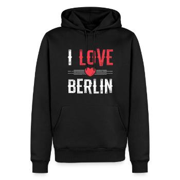 I Love Berlin - Männer Premium Bio Hoodie - Schwarz - Vorne - Nico (187cm)