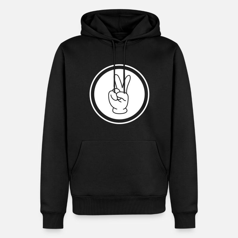 Peace Hand Comic - Männer Premium Bio Hoodie - Schwarz