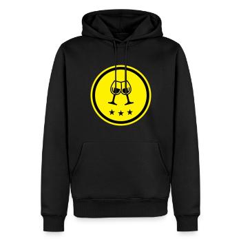 Verres à vin - Sweat à capuche Premium bio Homme - noir - Devant - Nico (187cm)