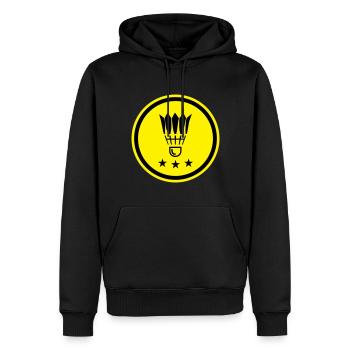 Symbole de badminton - Sweat à capuche Premium bio Homme - noir - Devant - Nico (187cm)