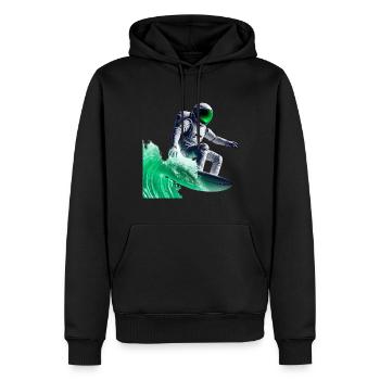 Astronaute de surf Green Waves - Sweat à capuche Premium bio Homme - noir - Devant - Nico (187cm)