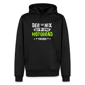 Biker der tut nix der will nur Motorrad fahren - Männer Premium Bio Hoodie - Schwarz - Vorne - Nico (187cm)