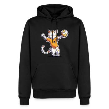 Volley-ball enfants chat I drôles d’animaux | Des sports | - Sweat à capuche Premium bio Homme - noir - Devant - Nico (187cm)