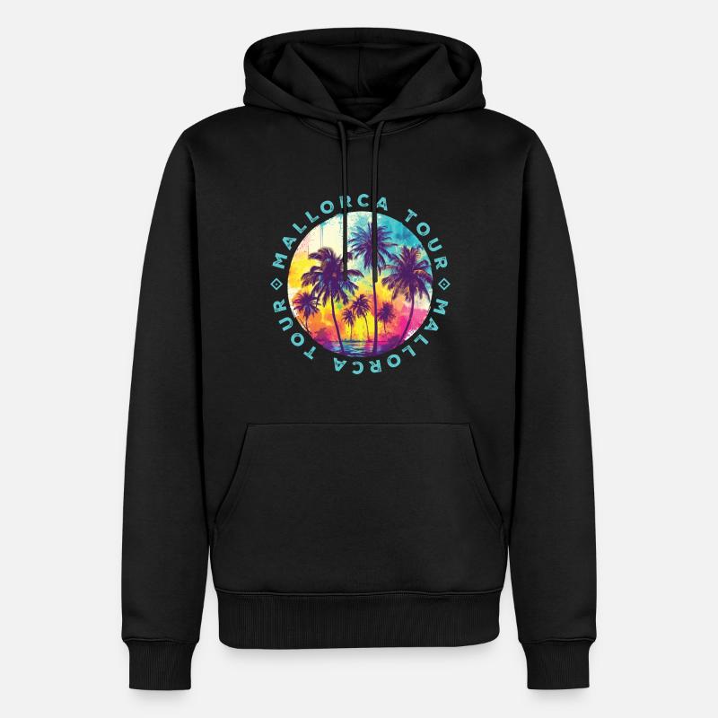 Visite des palmiers de Majorque - Sweat à capuche Premium bio Homme - noir