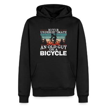 Unterschätze niemals einen alten Mann auf einem Fahrrad Männer - Männer Premium Bio Hoodie - Schwarz - Vorne - Nico (187cm)