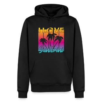 ich liebe santorini - Männer Premium Bio Hoodie - Schwarz - Vorne - Nico (187cm)