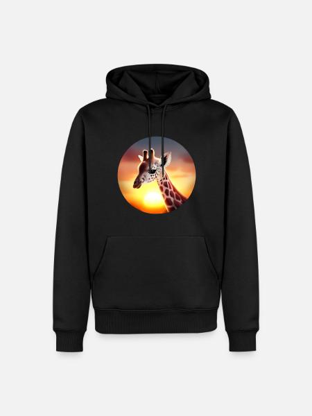 Young giraffe in sunset - Men’s Premium Organic Hoodie - black