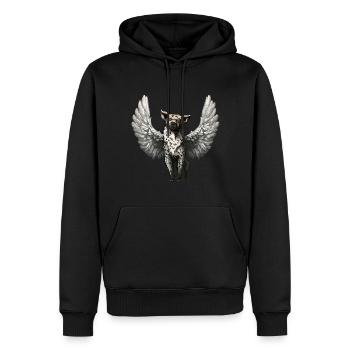Ange Hyène avec des ailes - Sweat à capuche Premium bio Homme - noir - Devant - Nico (187cm)