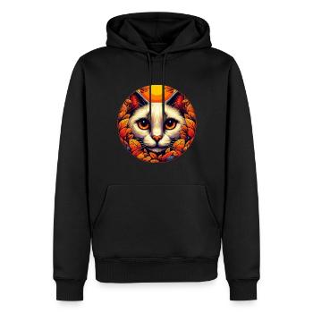 Katze Kater im Sonnenuntergang Herbst - Männer Premium Bio Hoodie - Schwarz - Vorne - Nico (187cm)