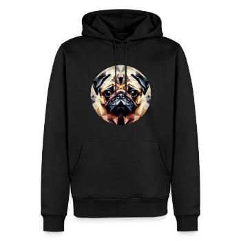 Polygonal Carlin Chien Rond - Sweat à capuche Premium bio Homme - noir - Devant - Nico (187cm)
