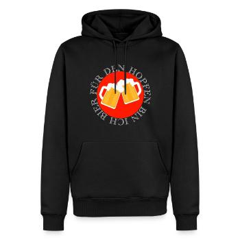 Für den Hopfen bin ich Bier Feiern Party Spruch - Männer Premium Bio Hoodie - Schwarz - Vorne - Nico (187cm)