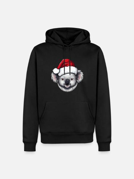 Koala Christmas Animal Head - Men’s Premium Organic Hoodie - black