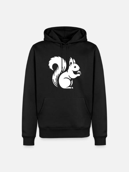 Minimalist Squirrel Silhouette with Nut - Men’s Premium Organic Hoodie - black