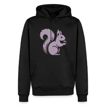 Minimalist Squirrel Silhouette with Nut - Men’s Premium Organic Hoodie - black - Front - Nico (187cm)