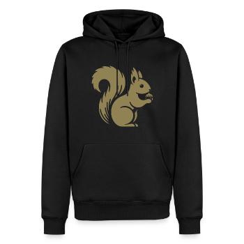Minimalist Squirrel Silhouette with Nut - Men’s Premium Organic Hoodie - black - Front - Nico (187cm)