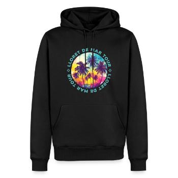 Lloret De Mar Tour Palm Trees - Men’s Premium Organic Hoodie - black - Front - Nico (187cm)