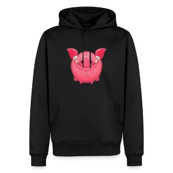Niedliches rundes Cartoon-Schweinchen - Männer Premium Bio Hoodie - Schwarz - Vorne - Nico (187cm)