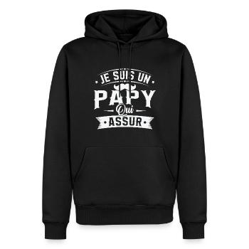 Je suis un papy qui assure, Cadeau Papy - Sweat à capuche Premium bio Homme - noir - Devant - Nico (187cm)