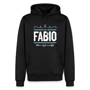 Fabio - Männer Premium Bio Hoodie - Schwarz - Vorne - Nico (187cm)