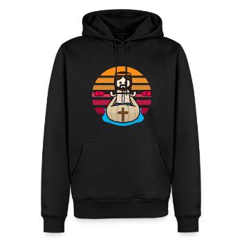 Jésus en kayak - Sweat à capuche Premium bio Homme - noir - Devant - Nico (187cm)