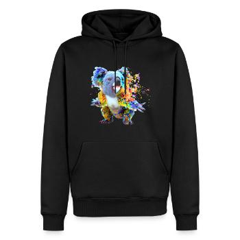 Koala in explosion of colour - Men’s Premium Organic Hoodie - black - Front - Nico (187cm)
