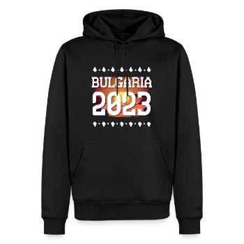 Bulgarien 2023 - Männer Premium Bio Hoodie - Schwarz - Vorne - Nico (187cm)
