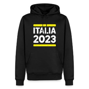 Italia 2023 - Männer Premium Bio Hoodie - Schwarz - Vorne - Nico (187cm)