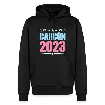 Cancun 2023 - Sweat à capuche Premium bio Homme - noir - Devant - Nico (187cm)