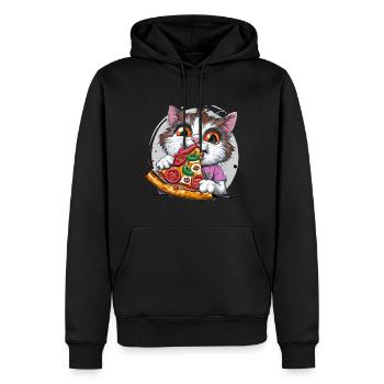 Pizza Katze - Männer Premium Bio Hoodie - Schwarz - Vorne - Nico (187cm)