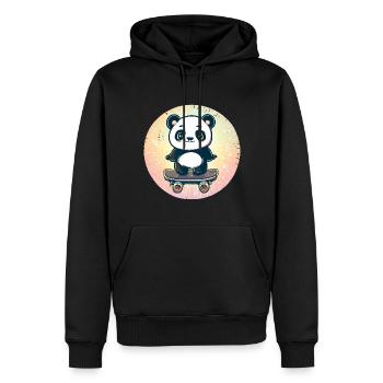 Skateboard panda in sunset - Men’s Premium Organic Hoodie - black - Front - Nico (187cm)