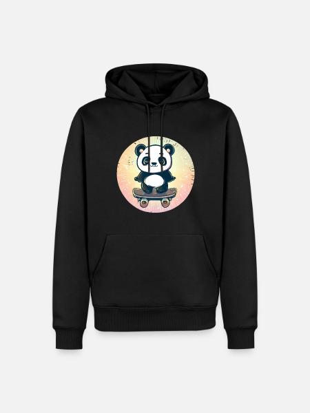 Skateboard panda in sunset - Men’s Premium Organic Hoodie - black