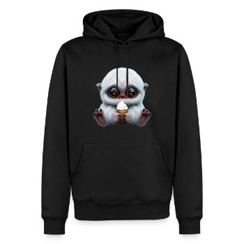 Yeti mit Softeis - Männer Premium Bio Hoodie - Schwarz - Vorne - Nico (187cm)