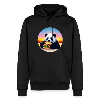 Panda at Cheeseburger Sunset - Men’s Premium Organic Hoodie - black - Front - Nico (187cm)