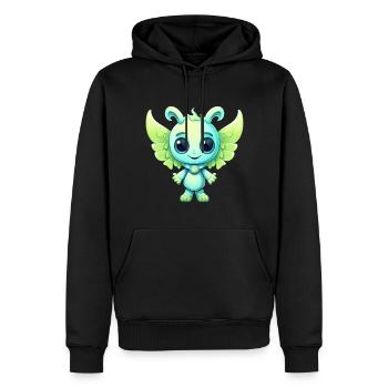 Alien dans le style de la bande dessinée comme un ange avec des ailes - Sweat à capuche Premium bio Homme - noir - Devant - Nico (187cm)