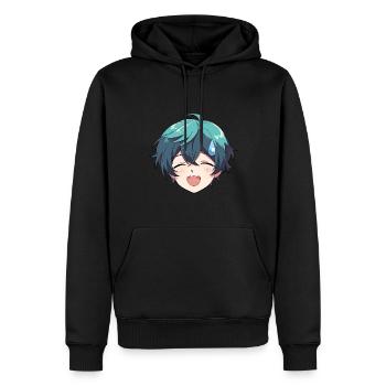 Emoji Visage Anime Nerveux - Chemise Anime - Sweat à capuche Premium bio Homme - noir - Devant - Nico (187cm)