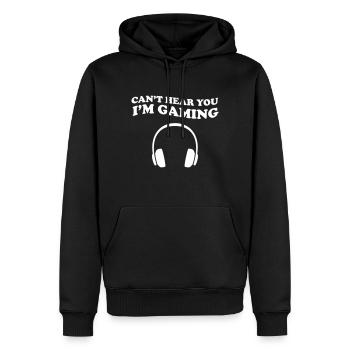 Can't Hear You I'm Gaming Gamer Game - Männer Premium Bio Hoodie - Schwarz - Vorne - Nico (187cm)