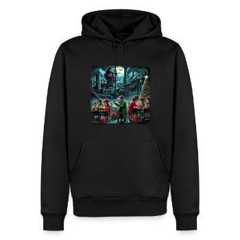 Christmas elves and elves in zombie horror ground - Men’s Premium Organic Hoodie - black - Front - Nico (187cm)