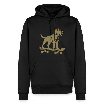 Chien Beagle Skateboard Skateboarder Silhouette - Sweat à capuche Premium bio Homme - noir - Devant - Nico (187cm)