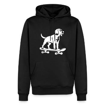hund beagle skateboard skateboarder silhouette - Männer Premium Bio Hoodie - Schwarz - Vorne - Nico (187cm)