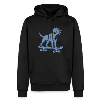 Chien Beagle Skateboard Skateboarder Silhouette - Sweat à capuche Premium bio Homme - noir - Devant - Nico (187cm)